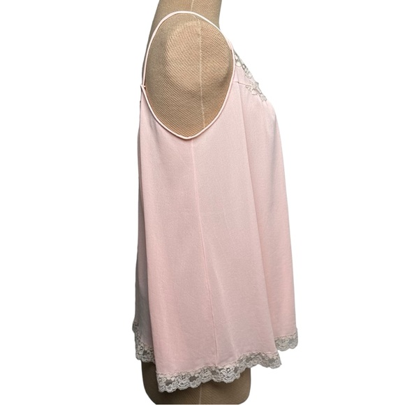 1960s Kayser Nylon Sleep Top Lingerie Lace Baby Pink Vintage Lounge Nightgown - Picture 6 of 15